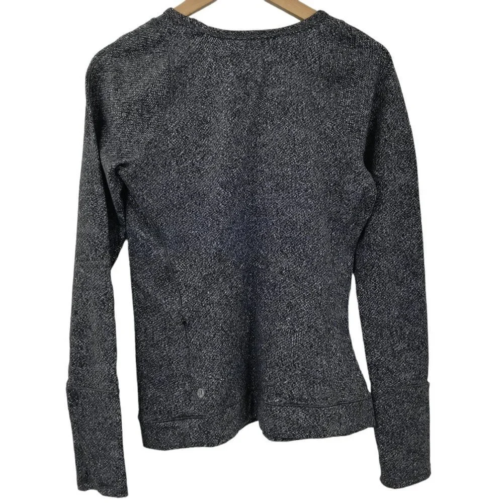 Lululemon Cypress Kiss Long Sleeve Size 10 Fusion Jacquard Black Violet Viola